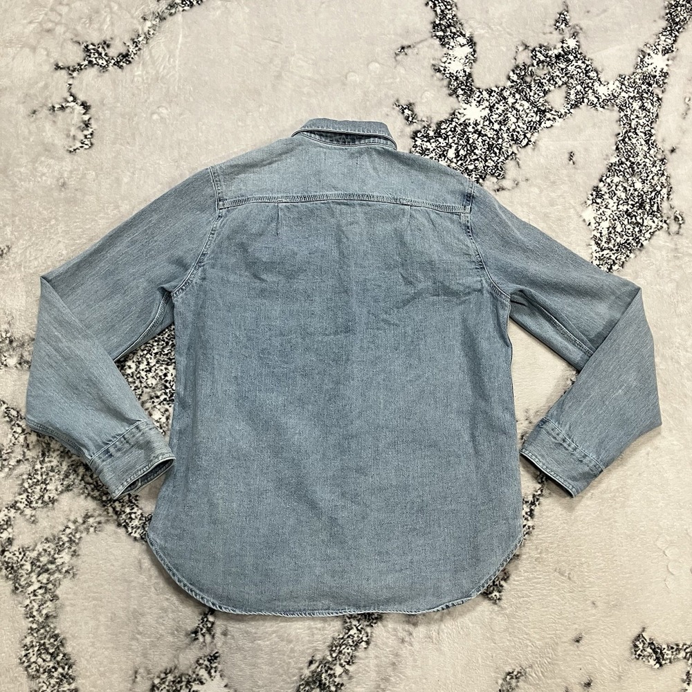 Quince Chambray Distressed Denim Button Down Shirt Womens Size Medium Capsule - Picture 4 of 8